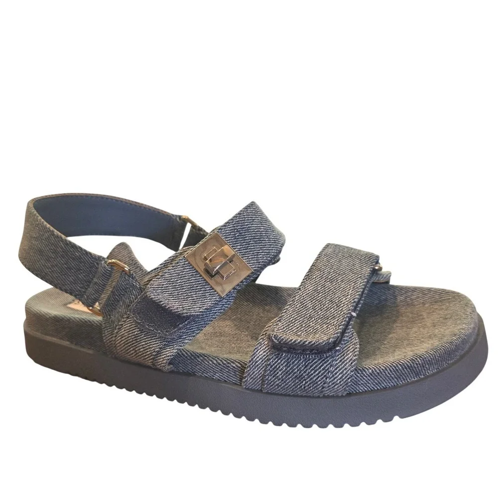 Steve Madden Mona Sandals Womens 8.5 Denim Platform